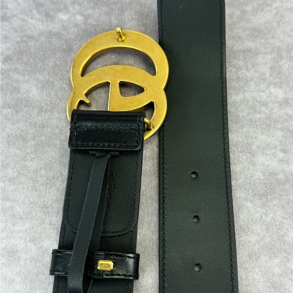 Authentic Gucci Monogram Canvas GG Marmont 400593 Khaki Belt 65/26 - Picture 7 of 11